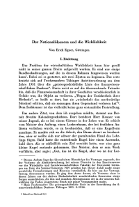 Der Nationalökonom und die Wirklichkeit