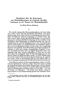 Hypothesen über die Konvergenz von Wirtschaftssystemen als Ausdruck aktueller Tendenzen in der Theorie der Wirtschaftspolitik