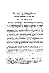 Der soziale Überschuß als Kriterium wirtschaftspolitischer Maßnahmen im mikroökonomischen Bereich