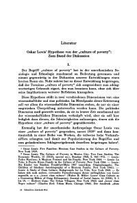 Oskar Lewis’ Hypothese von der „culture of poverty”: Zum Stand der Diskussion