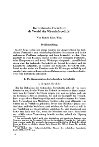 Der technische Fortschritt als Vorziel der Wirtschaftspolitik