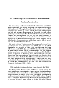 Die Entwicklung der österreichischen Staatswirtschaft