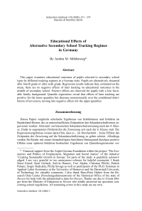 Educational Effects of Alternative Secondary School Tracking Regimes in Germany