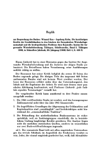 Replik zur Besprechung des Buches: Die kurzfristigen Kredite der Geschäftsbanken in den Ländern der Europäischen Wirtschaftsgemeinschaft und die kreditpolitischen Probleme ihrer Kontrolle