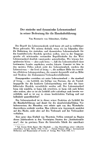 Der statische und dynamische Lebensstandard in seiner Bedeutung für die Haushaltsführung