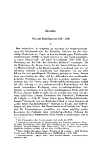 10 Jahre Kartellgesetz 1958 —1968