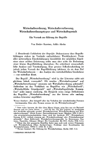 Wirtschaftsordnung, Wirtschaftsverfassung, Wirtschaftsordnungstypus und Wirtschaftsgestalt