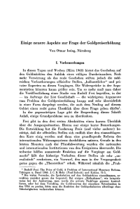 Einige neuere Aspekte zur Frage der Goldpreiserhöhung