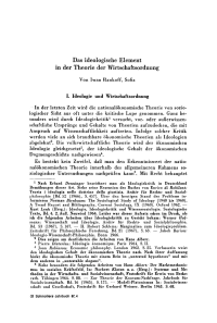 Das ideologische Element in der Theorie der Wirtschaftsordnung