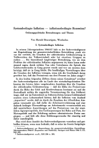 Systembedingte Inflation — inflationsbedingte Rezession? Ordnungspolitische Betrachtungen und Thesen