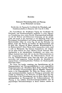 Rationale Wirtschaftspolitik und Planung in der Wirtschaft von heute. Bericht über die Tagung der Gesellschaft für Wirtschafts- und Sozialwissenschaften in Hannover (26. 9. bis 29. 9. 1966)
