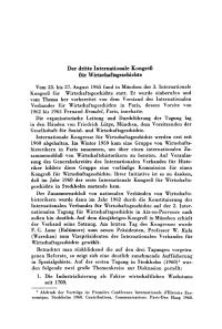 Der dritte Internationale Kongreß für Wirtschaftsgeschichte