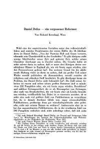 Daniel Defoe — ein vergessener Reformer