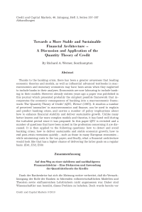 Towards a More Stable and Sustainable Financial Architecture – A Discussion and Application of the Quantity Theory of Credit