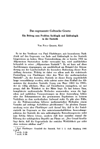 Das sogenannte Goltzsche Gesetz. Ein Beitrag zum Problem Sachlogik und Zahlenlogik in der Statistik