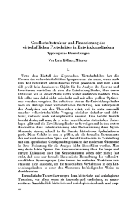 Gesellschaftsstruktur und Finanzierung des wirtschaftlichen Fortschrittes in Entwicklungsländern Typologische Bemerkungen