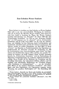 Zum Gedenken Werner Sombarts