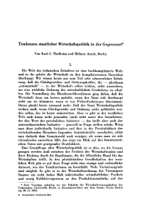 Tendenzen staatlicher Wirtschaftspolitik in der Gegenwart