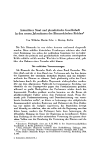 Autoritärer Staat und pluralistische Gesellschaft in den ersten Jahrzehnten des Bismarckischen Reiches