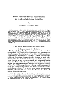 Soziale Marktwirtschaft und Neoliberalismus im Urteil der katholischen Soziallehre