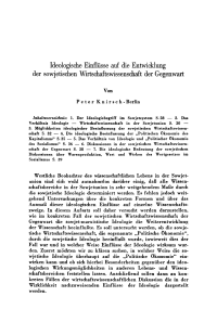 Ideologische Einflüsse auf die Entwicklung der sowjetischen Wirtschaftswissenschaft der Gegenwart