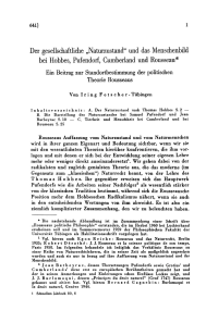 Der gesellschaftliche „Naturzustand“ und das Menschenbild bei Hobbes, Pufendorf, Cumberland und Rousseau