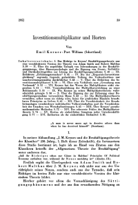 Investitionsmultiplikator und Horten