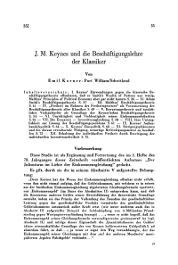 J. M. Keynes und die Beschäftigungslehre der Klassiker