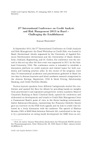 2nd International Conference on Credit Analysis and Risk Management 2013 in Basel – Challenging the Establishment