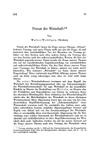 Primat der Wirtschaft?