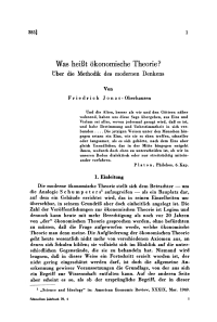 Was heißt ökonomische Theorie?