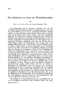 Die Lohntheorie im Geiste der Wirtschaftssynthese