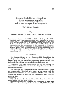 Die gewerkschaftliche Lohnpolitik in der Weimarer Republik und in der heutigen Bundesrepublik