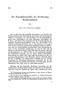 Die Reproduktionsziffer der Bevölkerung Westdeutschlands