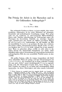 Das Prinzip der Arbeit in der Marxschen und in der Gehlenschen Anthropologie