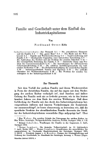 Familie und Gesellschaft unter dem Einfluß des Industriekapitalismus