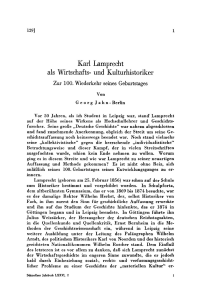 Karl Lamprecht als Wirtschafts- und Kulturhistoriker