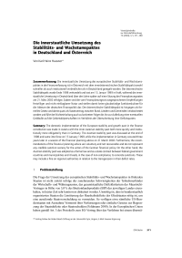 Die innerstaatliche Umsetzung des Stabilitäts- und Wachstumspaktes in Deutschland und Österreich