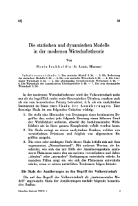 Die statischen und dynamischen Modelle in der modernen Wirtschaftstheorie
