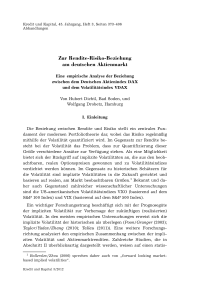 Zur Rendite-Risiko-Beziehung am deutschen Aktienmarkt – Eine empirische Analyse der Beziehung zwischen dem Deutschen Aktienindex DAX und dem Volatilitätsindex VDAX