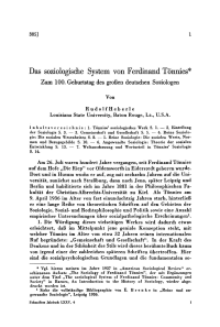 Das soziologische System von Ferdinand Tönnies
