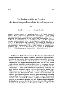 Die Bankenaufsicht als Problem des Verwaltungsrechts und der Verwaltungspraxis