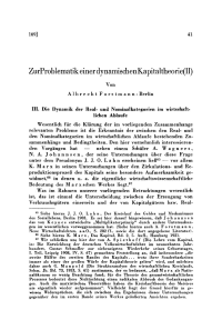 Zur Problematik einer dynamischen Kapitaltheorie (II)