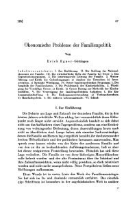 Ökonomische Probleme der Familienpolitik
