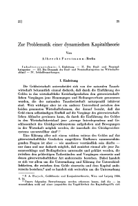 Zur Problematik einer dynamischen Kapitaltheorie