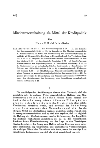 Mindestreservehaltung als Mittel der Kreditpolitik