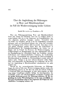 Über die Angleichung der Währungen in West- und Mitteldeutschland im Fall der Wiedervereinigung beider Gebiete