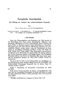 Europäische Kartellpolitik. Ein Beitrag zur Analyse der wettbewerblichen Dynamik