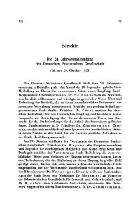 Die 24. Jahresversammlung der Deutschen Statistischen Gesellschaft. (28. und 29. Oktober 1953)