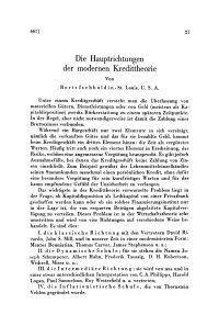 Die Hauptrichtungen der modernen Kredittheorie